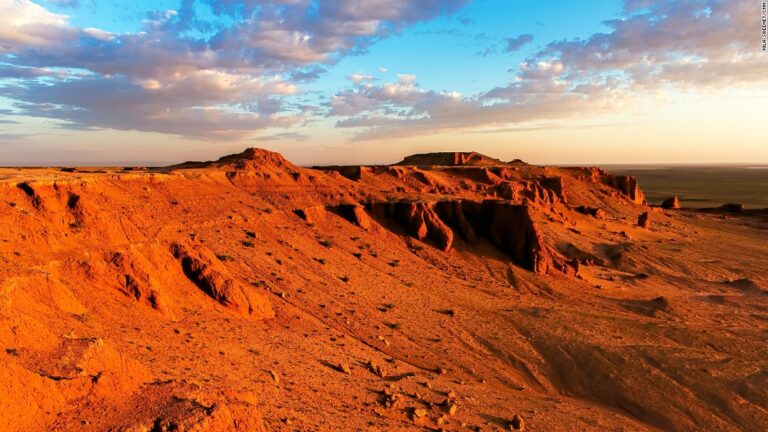 Bayanzag, also known as the “Flaming Cliffs”