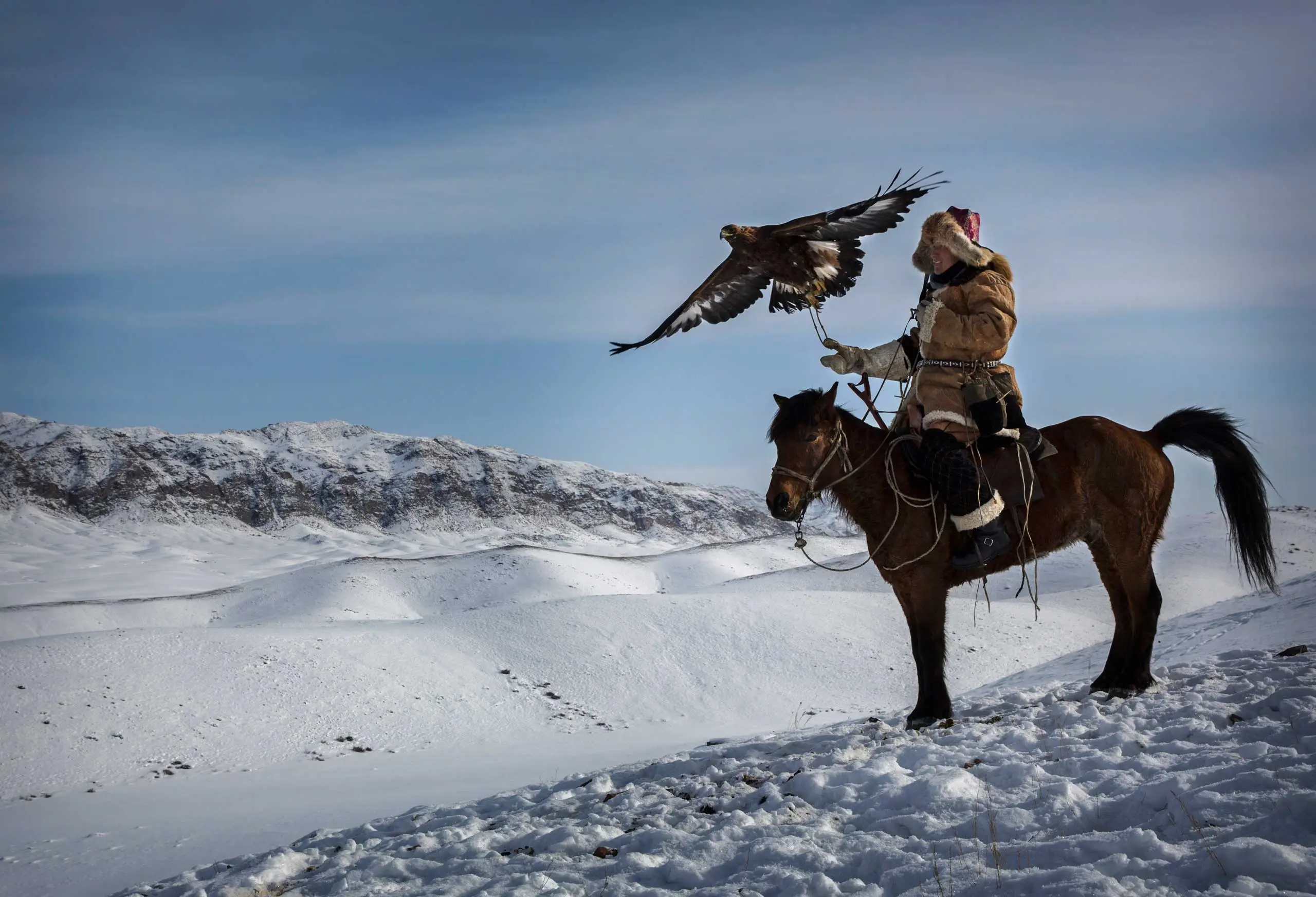 Kazakh Eagle hunters in western Mongolia